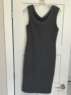 Tracy Reese Textured Sleeveless Cowl Neck Dress in Charcoal
